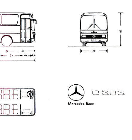 Maßstabzeichnung 1:87 Mercedes Benz MB  O 303 - 15 RHP