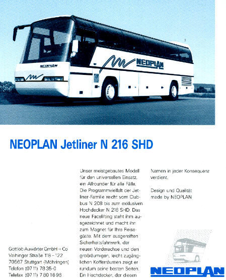 NEOPLAN-Jetliner N 216 SHD -  Datenblatt