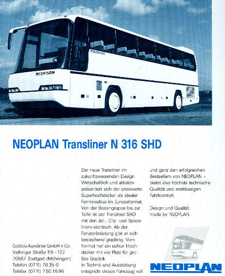 NEOPLAN-Transliner N 316 SHD -  Datenblatt