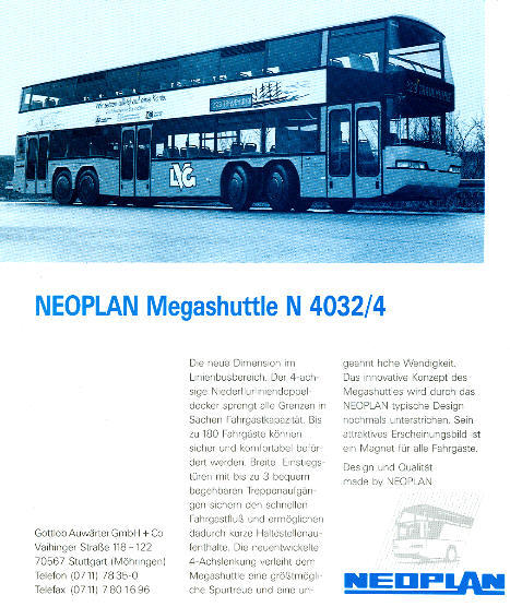 NEOPLAN-Megashuttle N 4032/4 -  Datenblatt